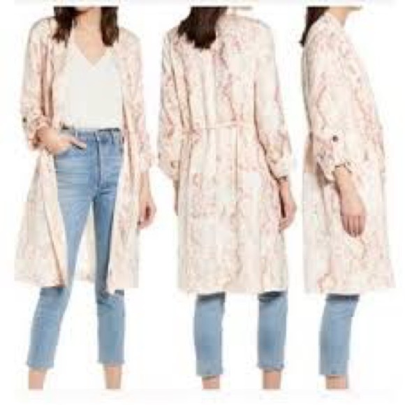 CUPCAKES & CASHMERE Orange Snakeprint Trench Open Front Cardigan XS P - Picture 2 of 11